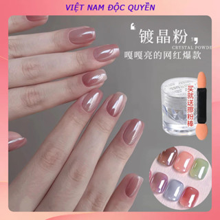 Móng tay nghệ thuật độ sáng cao pha lê mạ bột phổ biến băng trong suốt ánh kim gương bột ánh trăng gương ma thuật bột mạ điện cực quang móng tay nghệ thuật cửa hàng móng tay truy cập móng tay