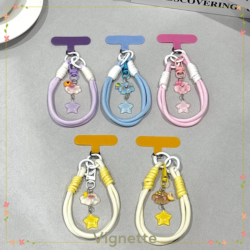 [Vignette] - COD Dây đeo điện thoại bện có mặt hình đám mây và ngôi sao dễ thương