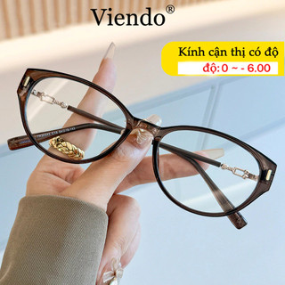  Kính Giả Cận Nữ VIENDO Gọng Kính Mèo Chống Ánh Sáng Xanh Tia UV Đổi Màu Khi Ra Nắng Thời Trang 0 -1 -2 -3 -4 -5 -6 
