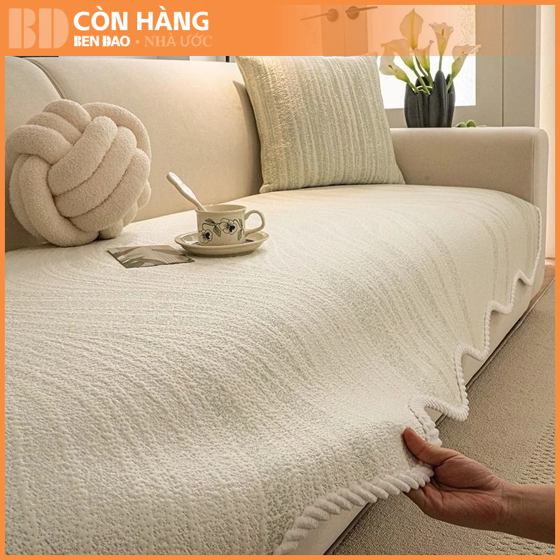 BENDAO • Đệm Sofa / Vỏ Sofa Chenille / Phong Cách Kem & Không Đều & Bốn Mùa Đa Năng & Nội Tuyến & Ch