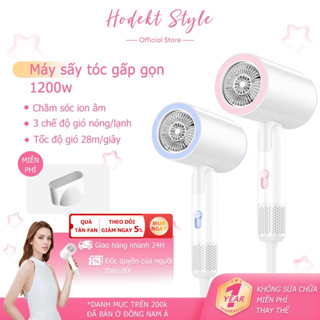  Máy Sấy Tóc Gấp Gọn HODEKT 1200W Bản Mới 3 Chế Độ Gió & Nóng Lạnh Công Nghệ Đèn Xanh & Ion Âm Bảo Vệ Tóc 
