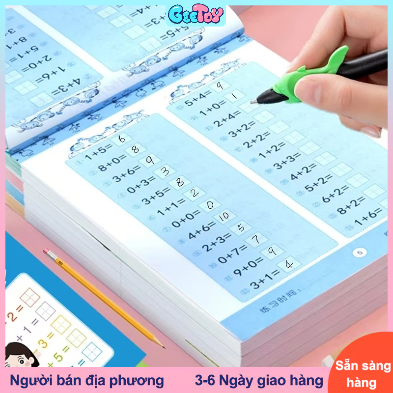 GeeToy 10/20/50/100 bài tập số học 80 trang học sinh tiểu học viết tay trẻ em tính toán nhanh đào tạo toán học