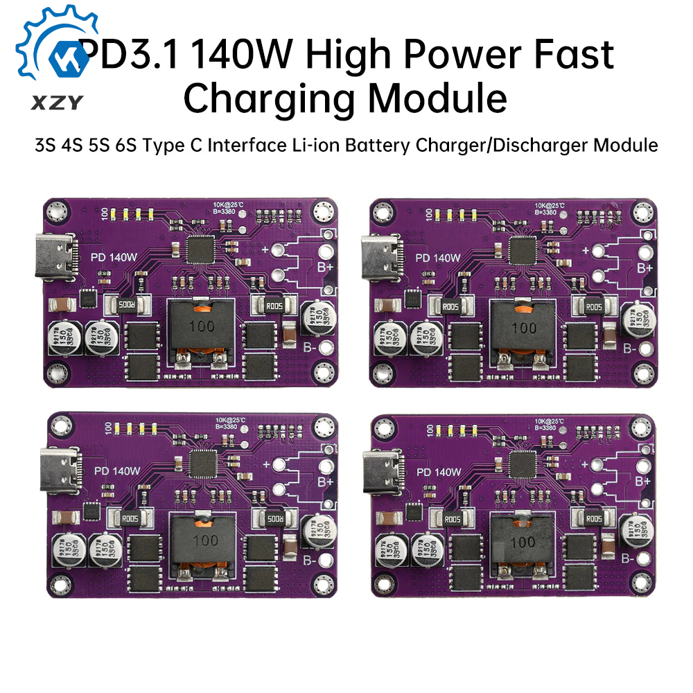 Mô-đun sạc nhanh công suất cao PD3.1 140W 3S 4S 5S 6S Mô-đun sạc và xả pin Lithium Giao diện Type-C