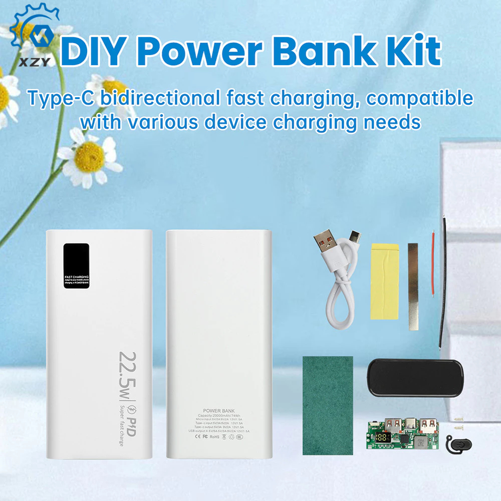 Bộ sạc dự phòng nhanh 22,5W 1260110 Ốp Pin Power Bank DIY Kit 20000mAh Đen / Trắng Power Bank Case