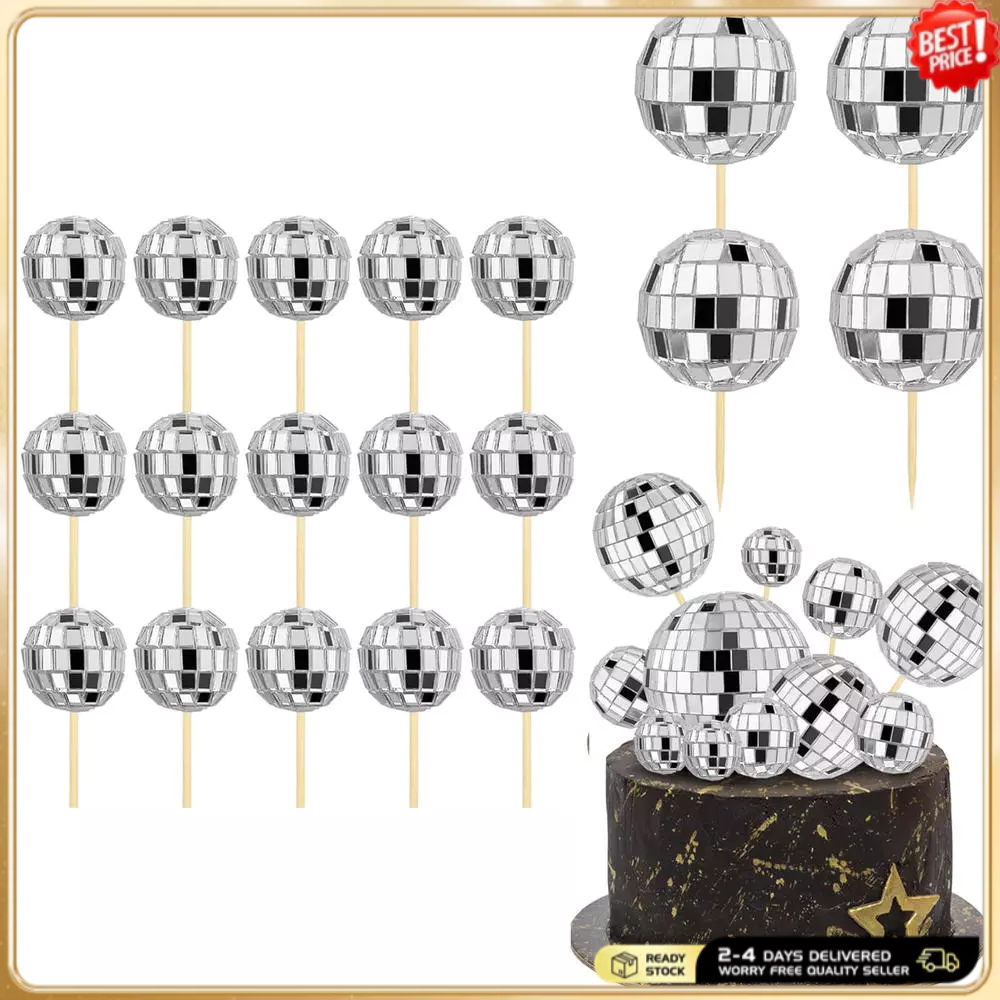 Disco Ball Cake Toppers Chúc Mừng Sinh Nhật Bánh Topper 1970 Disco Ball Cake Picks Disco 70s Trang T