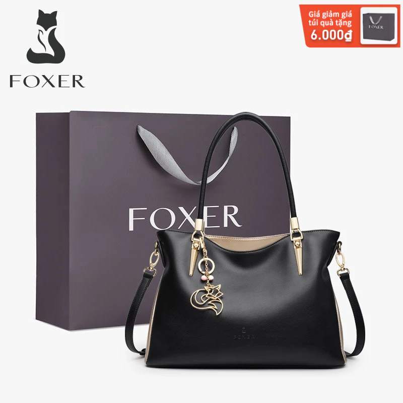 FOXER Túi xách nữ da thật sang trọng dung tích lớn Túi đeo chéo Túi xách nữ