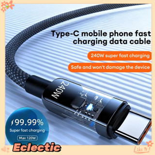 - Eclectic - Cáp dữ liệu sạc nhanh 240W phát sáng Cáp sạc Type-C Thích hợp cho Android