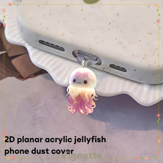 [Vignette] - COD Nút bịt bụi hình sứa phẳng bằng acrylic dành cho cổng sạc điện thoại di động phù hợp với mặt dây chuyền IP TYPE-C