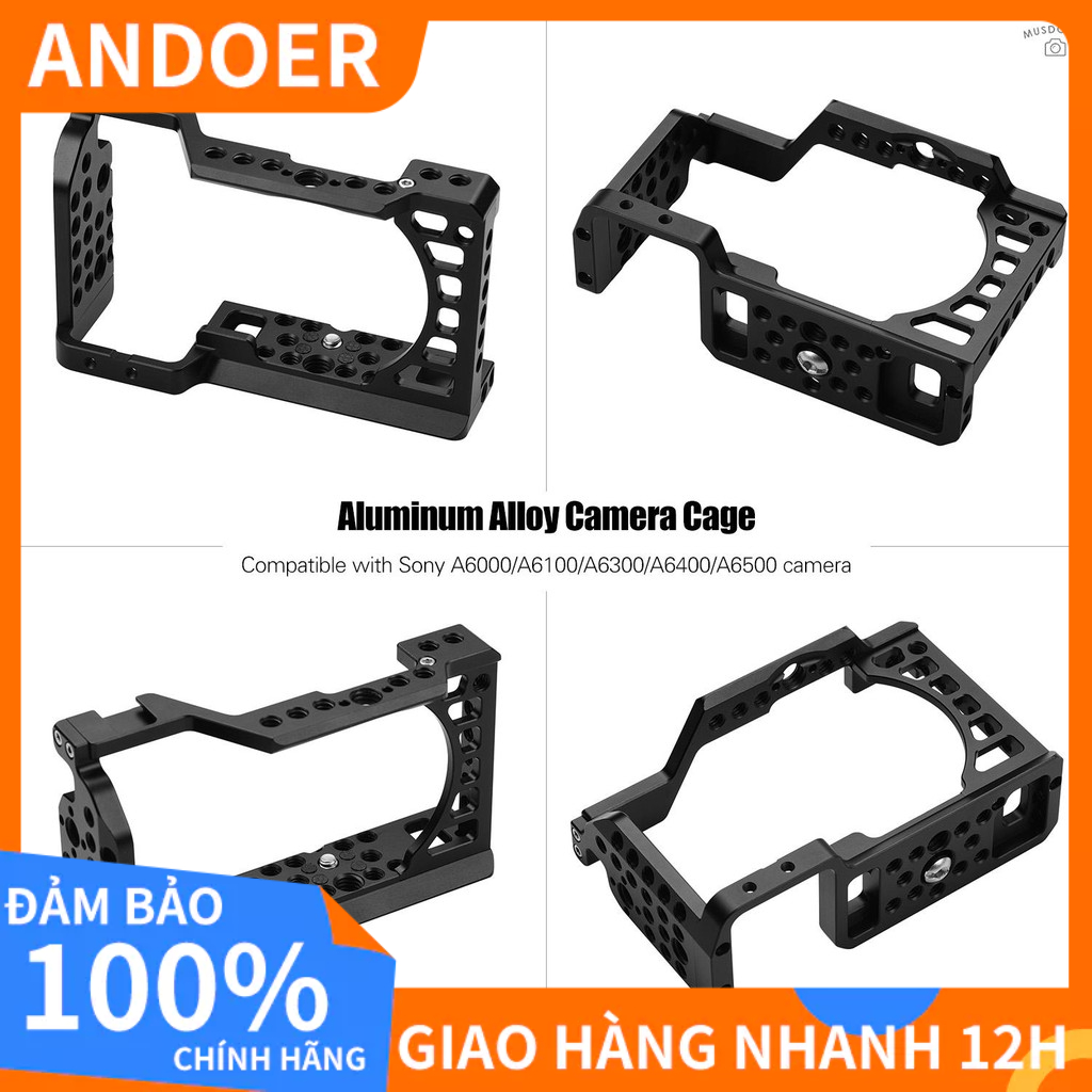 Khung (Cage) Máy Ảnh Hợp Kim Nhôm Cho Sony A6000 A6100 A6300 A6400 A6500 | Có Đế Lạnh (Cold Shoe), L