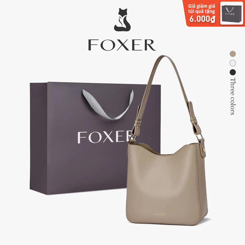 FOXER Túi xách nữ Túi đeo vai thời trang Túi đi làm Túi xách đơn giản Túi xô