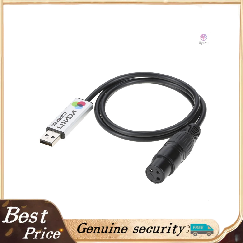 Lixada USB to DMX Interface Adapter LED DMX512 Computer PC Stage Lighting Controller Dimmer Cable fo