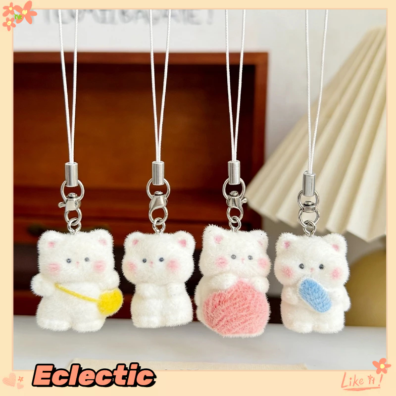 - Eclectic - Dây đeo điện thoại hình mèo nhung dễ thương Thiết kế hoạt hình lý tưởng cho học sinh và phụ kiện túi xách sáng tạo