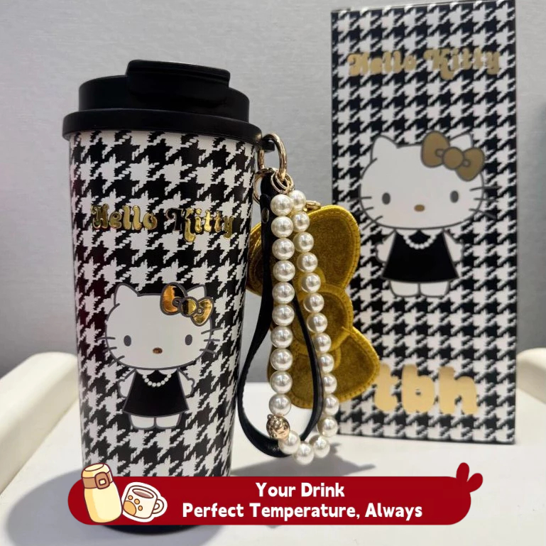 THE BEAST X Hello Kitty Đồng Thương Hiệu Thép Không Gỉ Kèm Nhiệt Cốc Houndstooth