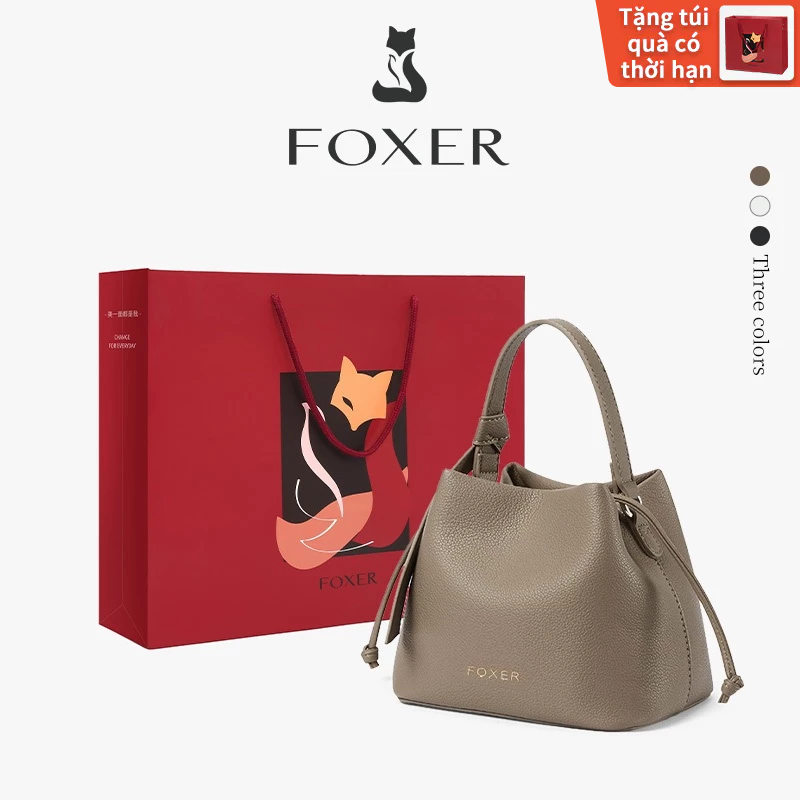 FOXER Túi đeo vai nữ  Thiết kế đơn giản  Chất liệu thoải mái  Có ngăn dây rút