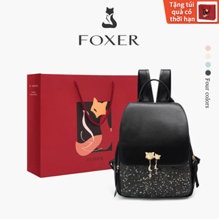 FOXER Ba lô nữ  Làm từ da bò Có khóa kéo và cấu trúc nhiều lớp