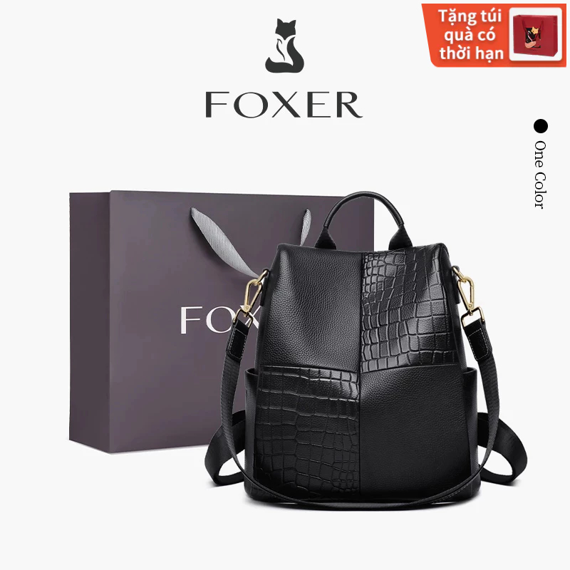 FOXER Balo Nữ Da Thật Dung Tích Lớn Thời Trang Trẻ Trung