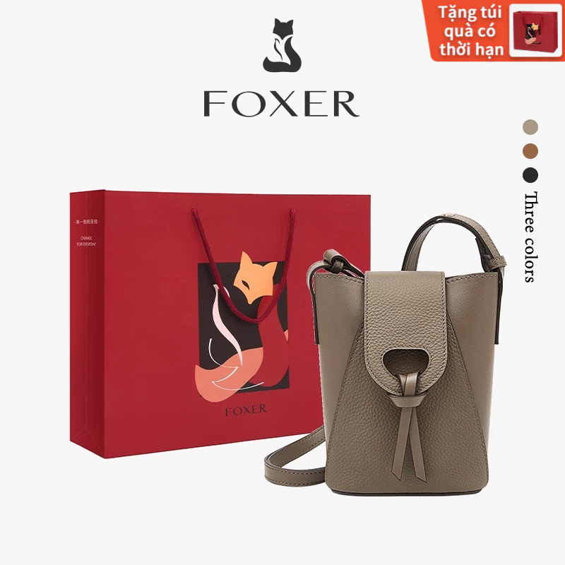 FOXER Túi Xách Kiểu Dáng Tối Giản Thiết Kế Sáng Tạo Độc Đáo Túi Đeo Vai Bằng Da Thật