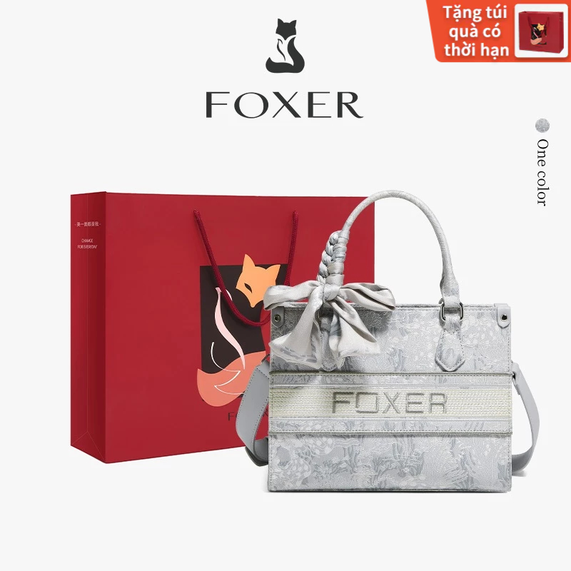 FOXER Túi xách nữ Da thật Họa tiết in thời Trang Sành điệu và đa năng