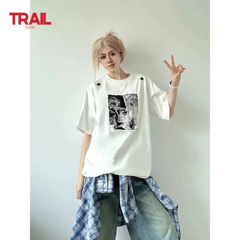Áo thun cotton dáng rộng cổ điển -Trail Echo
