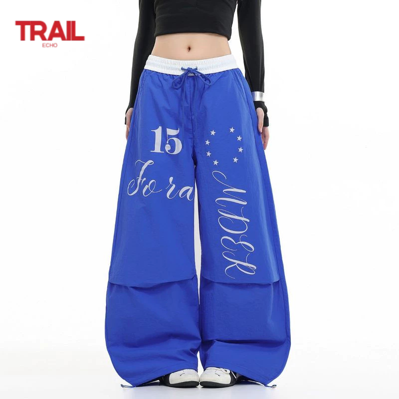 Quần ống thẳng in chữ hip-hop cao cấp Trail Echo