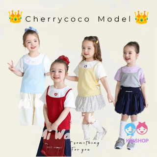 Phiên bản Hàn Quốc Áo thun ngắn tay Cotton cho bé gái/ Mùa hè Phong cách mới Màu sắc tương phản Áo hai mảnh giả
