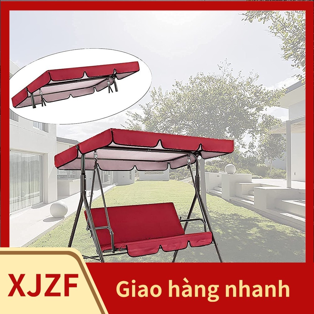 <Chất lượng tuyệt vời>Garden Outdoor Three Person Metal Porch Swing Chair Bench Swing Cover (red)