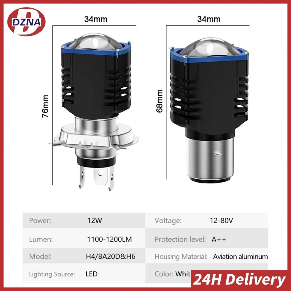 【Fast Ship】Mođếnrcycle LED headlight bulb with lens Mođếnrcycle spotlight H4 H6 BA20D