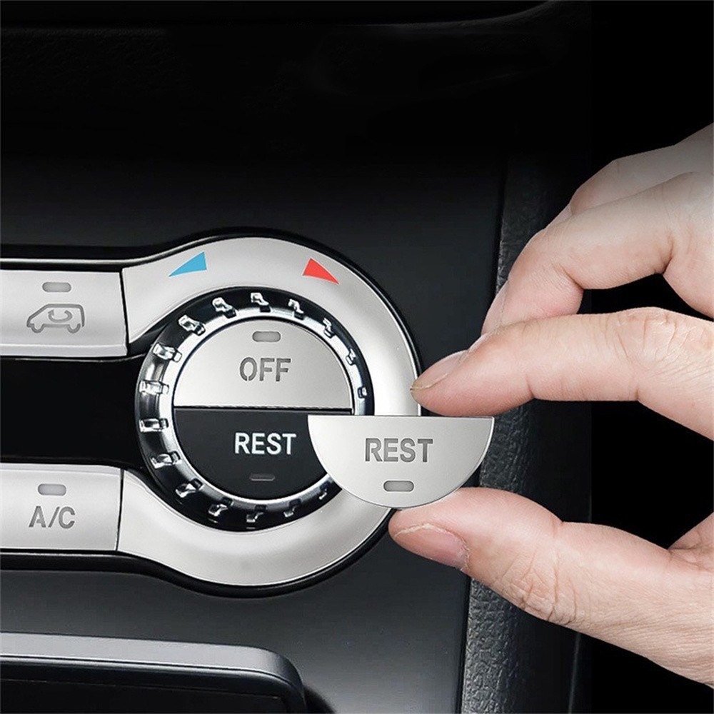 Bộ Nhãn Dán Viền Nút Điều Hòa Bạc AC Cho Xe Mercedes AMG A35 CLA45 GLA45
