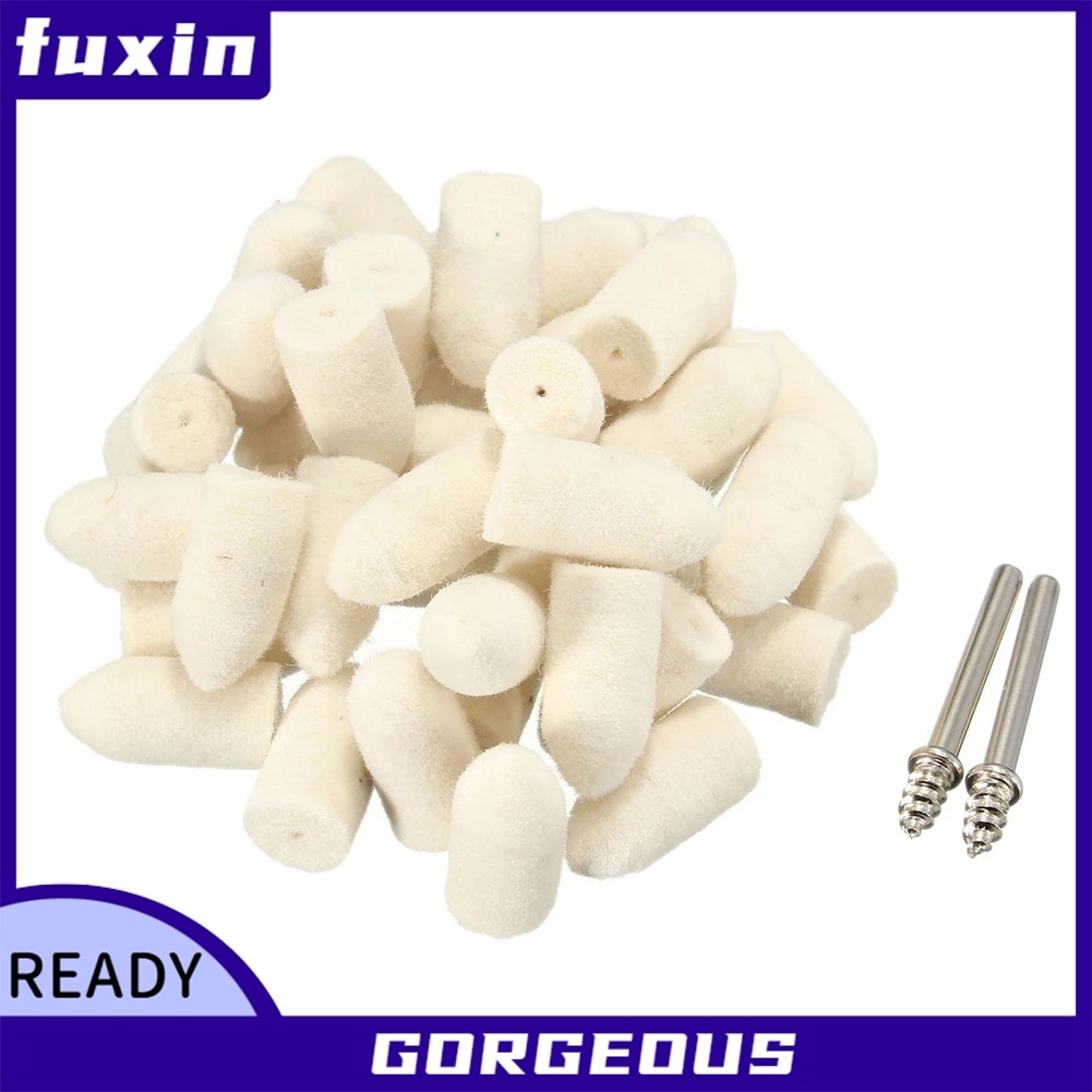 [FUXIN] 47 Cái / bộ Tấm mài bánh xe đánh bóng bằng vải len nỉ quay có thanh nối