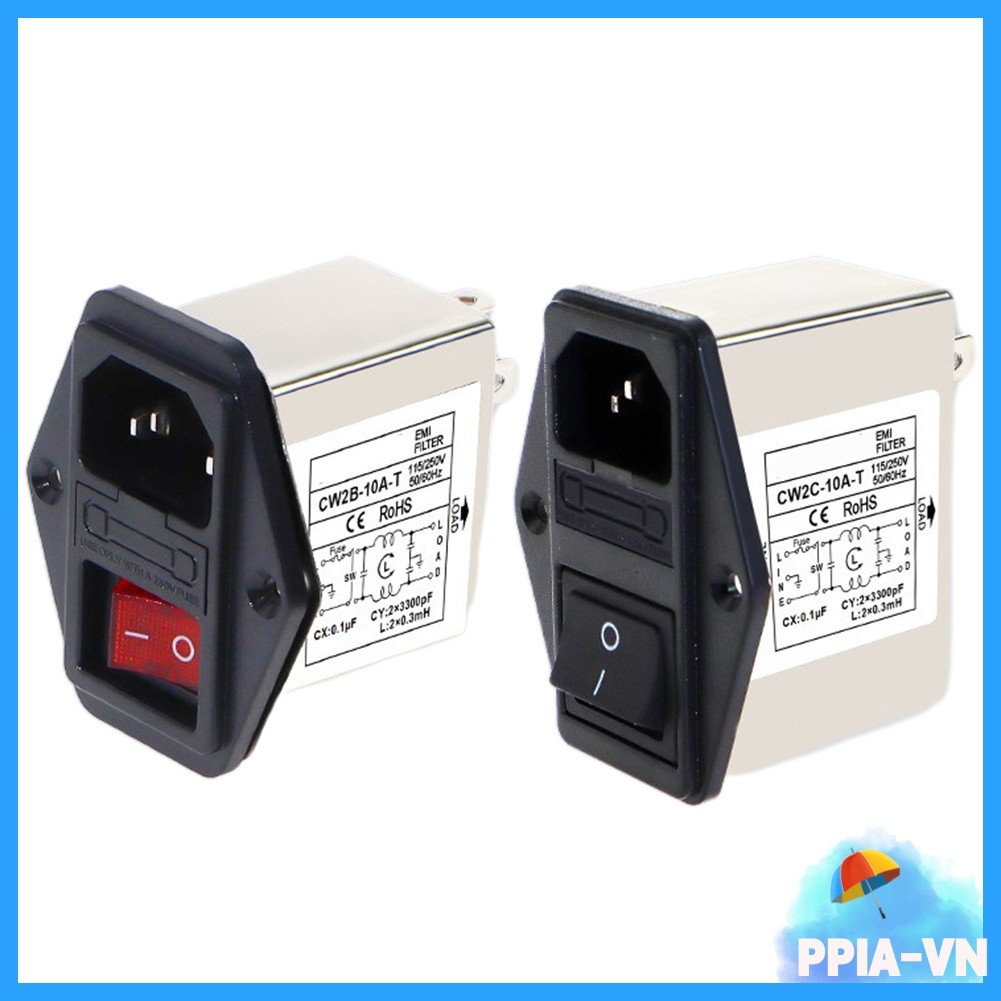 【 GIÁ GỐC 】 1x 3A 6A 10A CW2B-T CW2C-T Bộ lọc nguồn loại ổ cắm IEC có công tắc an toàn nhẹ