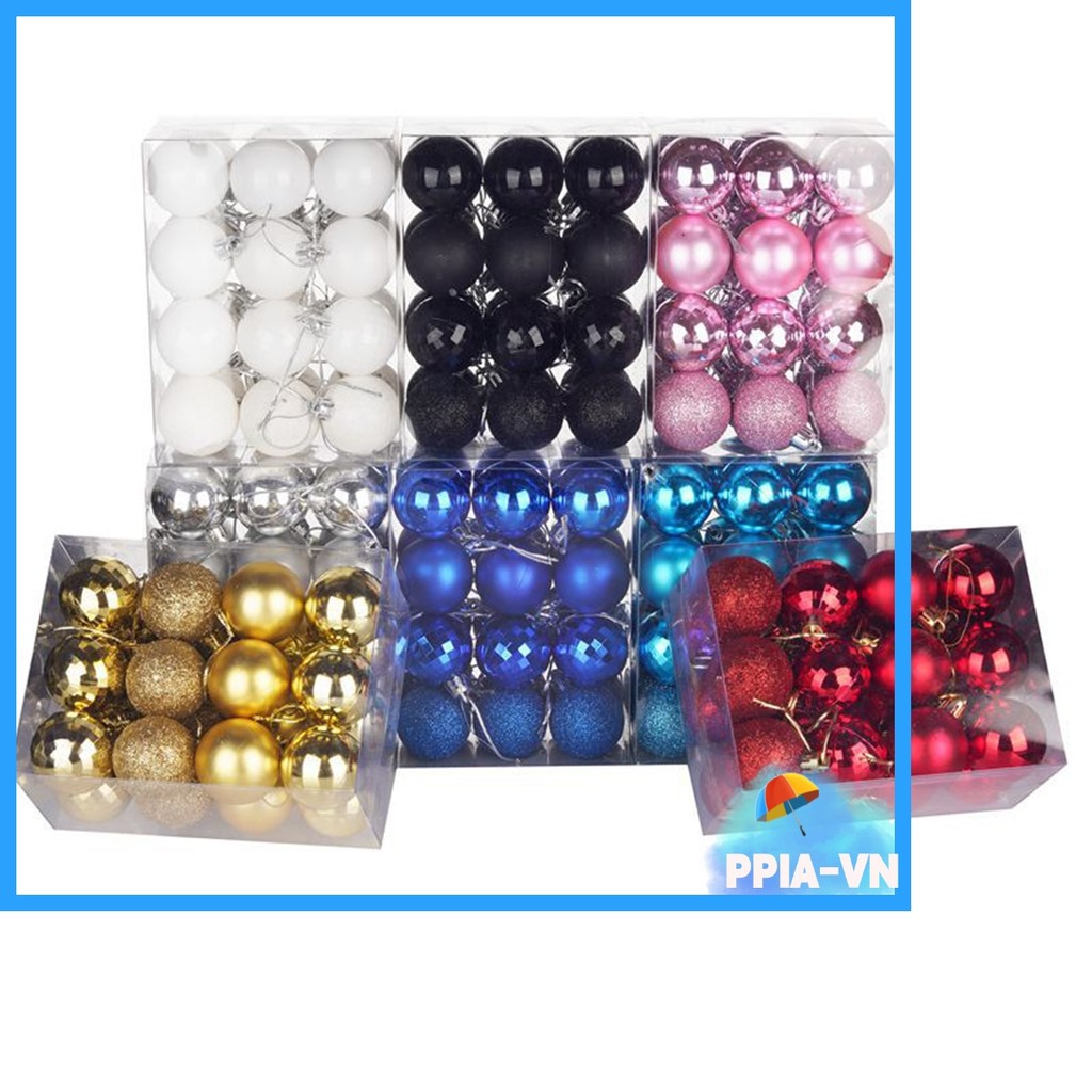 【 GIÁ GỐC 】 24 Cái / bộ Bóng Cây Giáng Sinh 40mm Bauble Treo Trang Trí Tiệc Tại Nhà