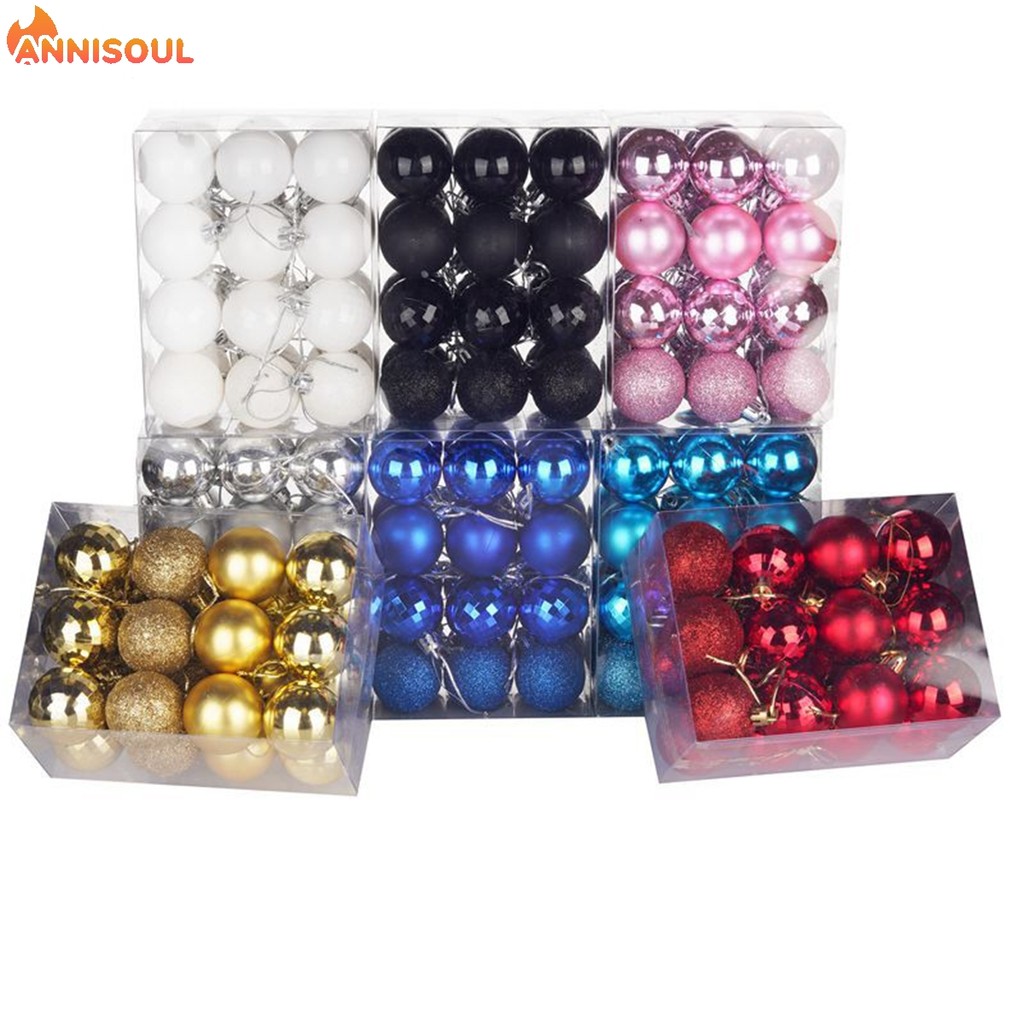 [NISO] 24 Cái / bộ 40mm Giáng Sinh Cây Giáng Sinh Bóng Bauble Treo Trang Trí Tiệc Tại Nhà Trang Trí