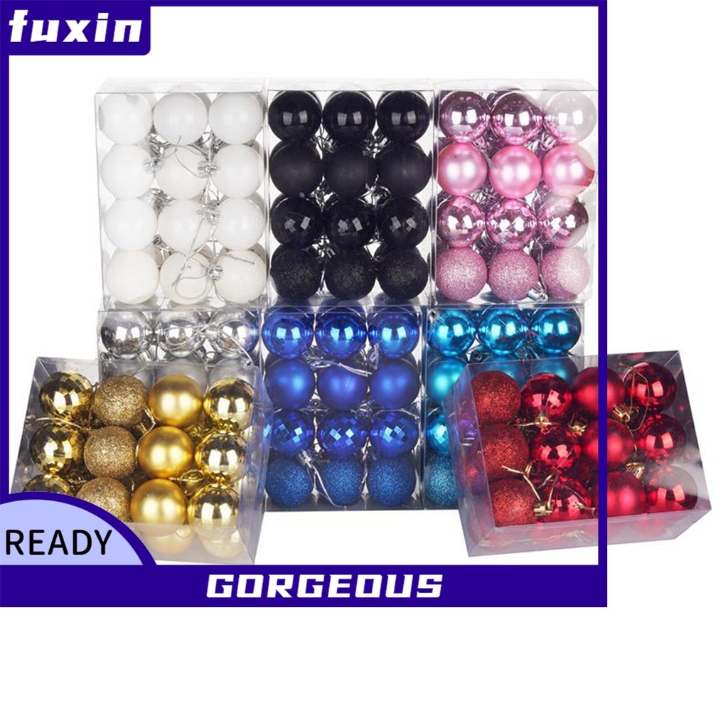 [FUXIN] 24 Cái / bộ 40mm Giáng Sinh Cây Giáng Sinh Bóng Bauble Treo Trang Trí Tiệc Tại Nhà