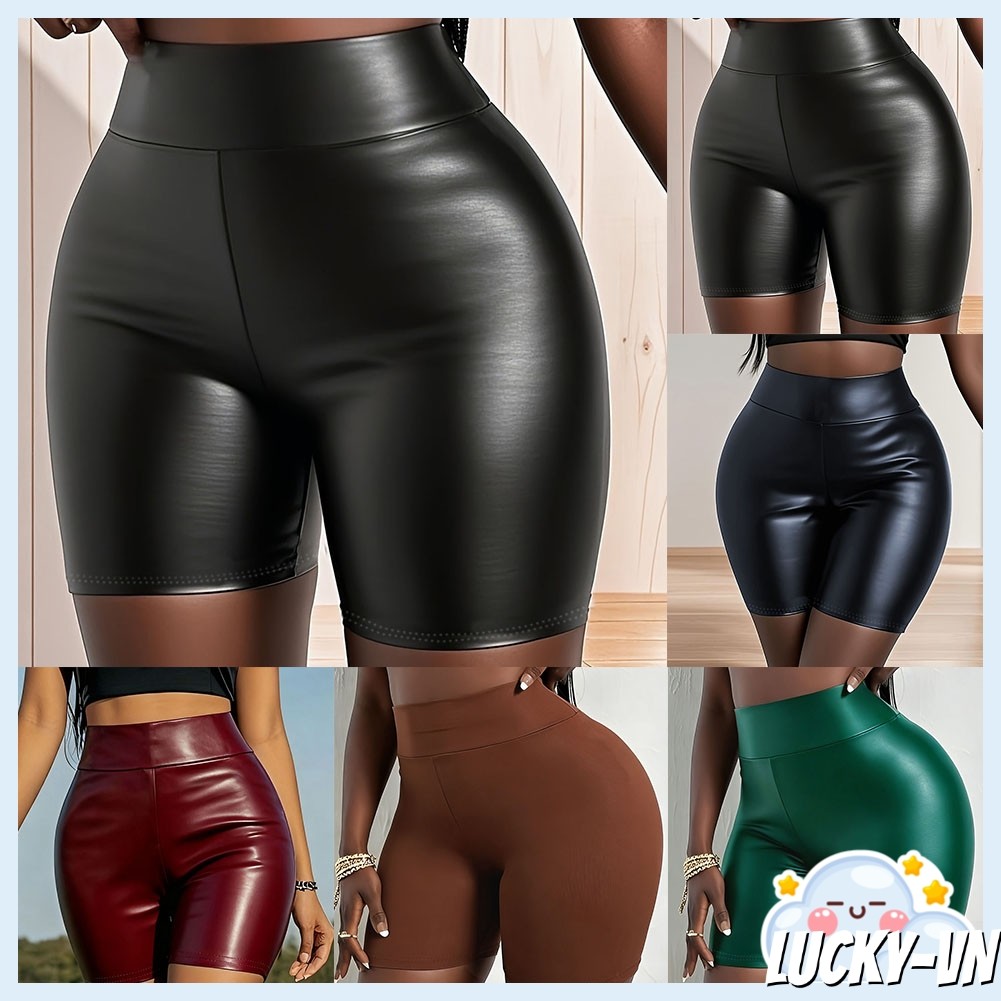 Quần short da PU lưng cao, form bó sát dành cho nữ