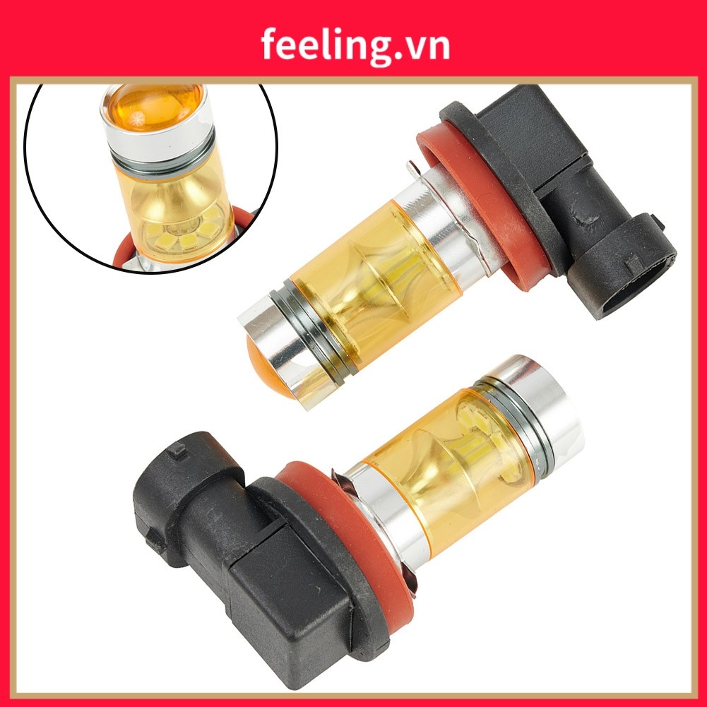 [FL] 2 Bộ 4300K Xe H11 H8 Đèn Sương Mù Vàng 2323 LED 100W Bóng Đèn DRL