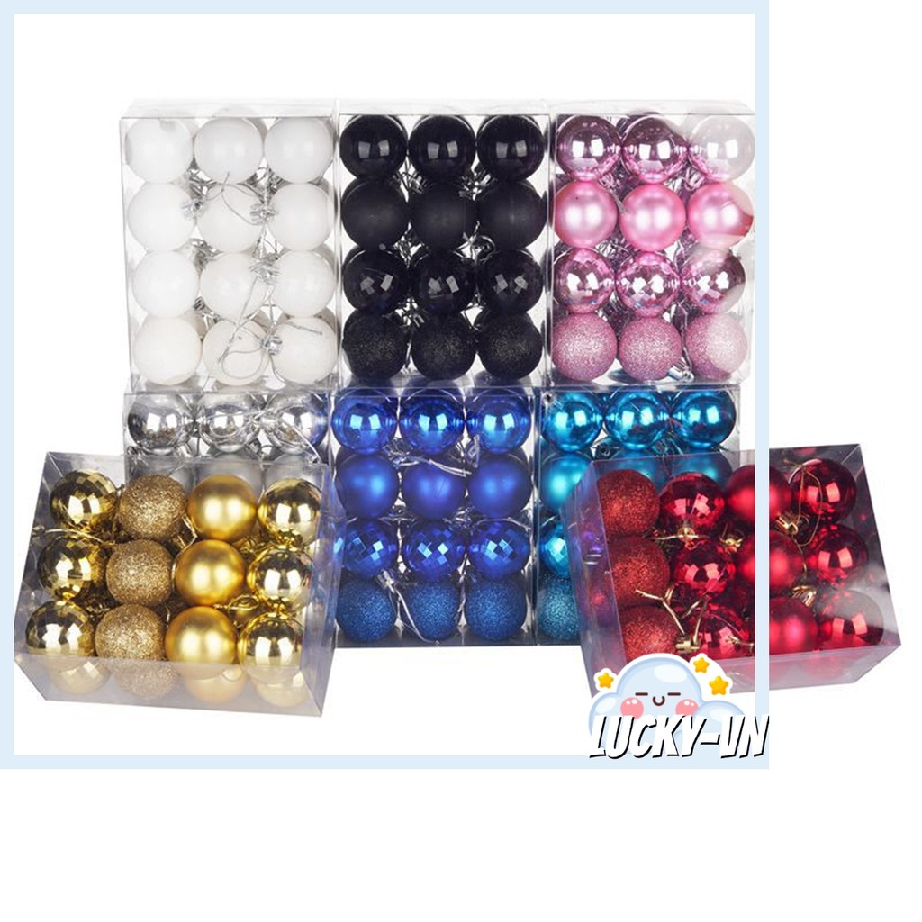 [LUCKY-HOT] 24 Cái / bộ Bóng Cây Giáng Sinh 40mm Bauble Treo Trang Trí Tiệc Tại Nhà