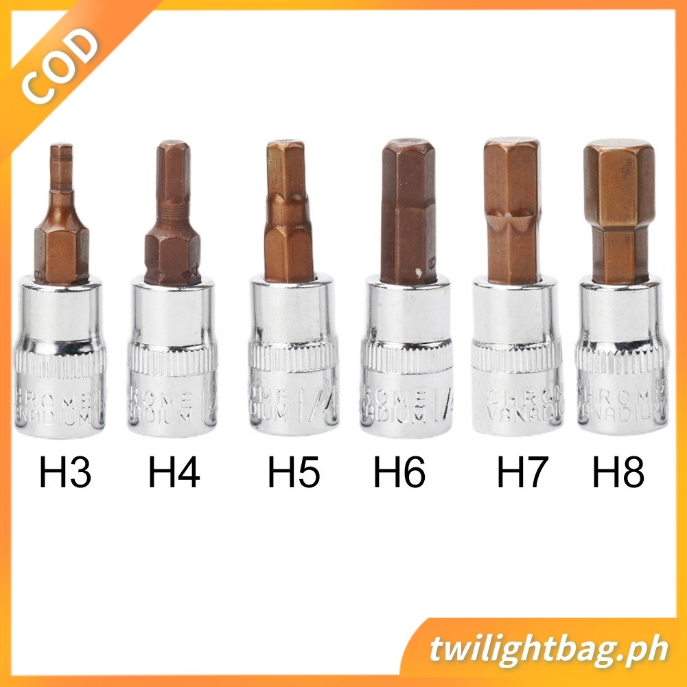1 Đầu Lục Giác Tua Vít Bit 1 / 4 Inch Ổ Cắm Dụng Cụ Cầm Tay H3 H4 H5 H6 H7 H8