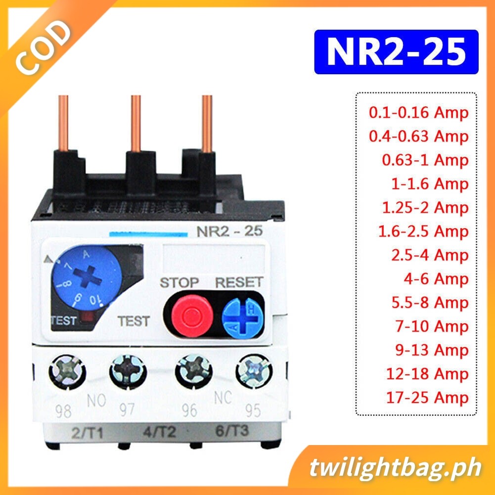 Phạm vi từ Rơle quá tải nhiệt 0,1-25 Amp 3 pha FR NR2-25 để bảo vệ động cơ