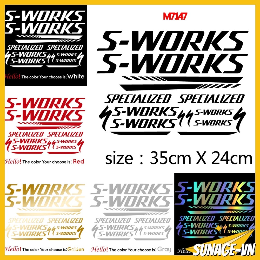 [SUNAGE] Decal dán S-WORKS cho xe đạp leo núi và đường trường