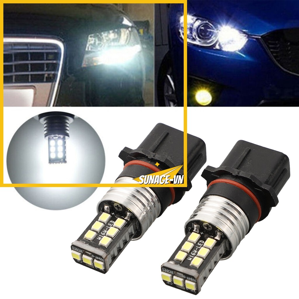 [SUNAGE] 2x P13W 2835 15LED Đèn Sương Mù Chạy Ban Ngày Cho Bóng Đèn Sương Mù DRL