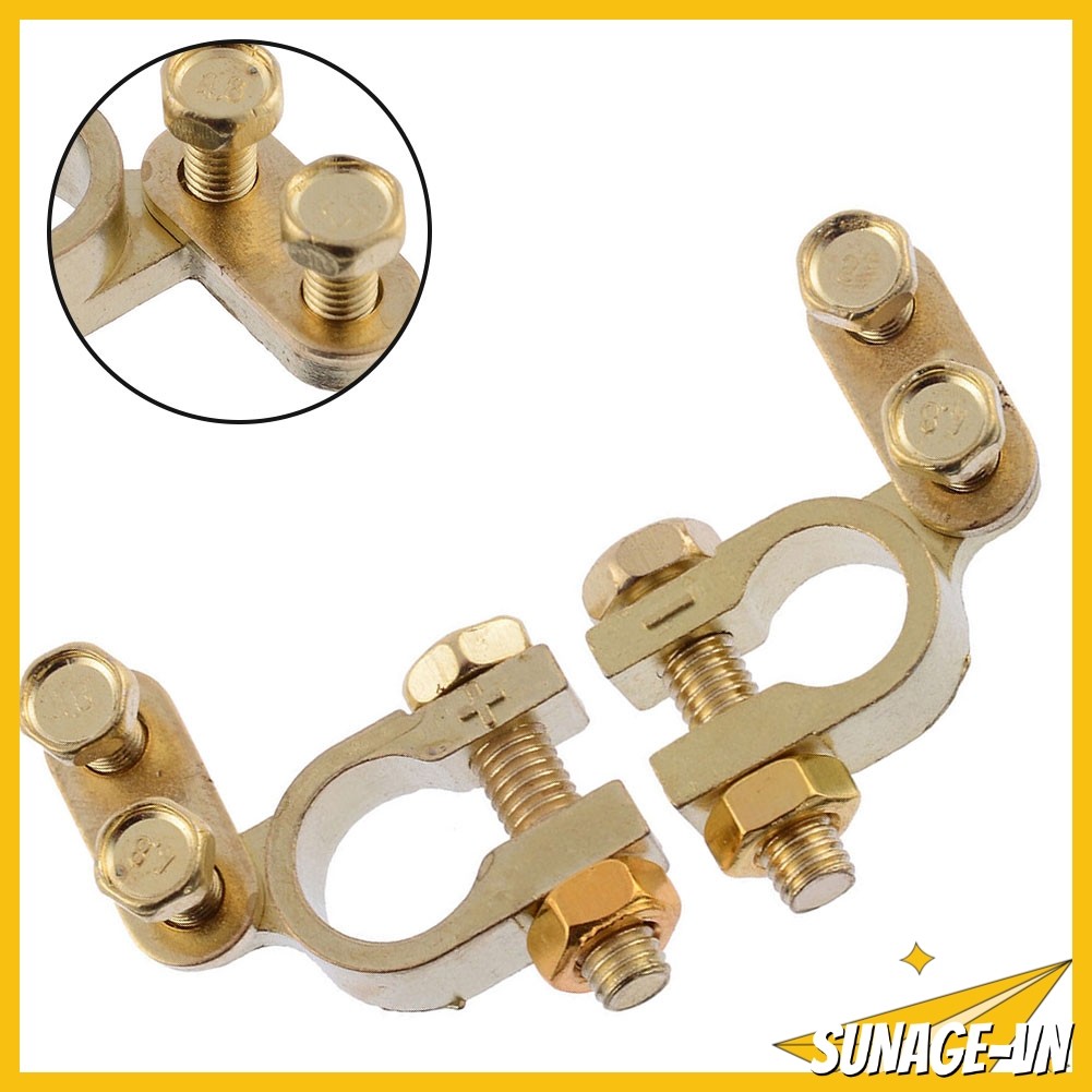 [SUNAGE] Đầu nối pin ô tô 2X 12V Đầu nối kẹp bu lông bằng đồng thau hạng nặng + / - HQ