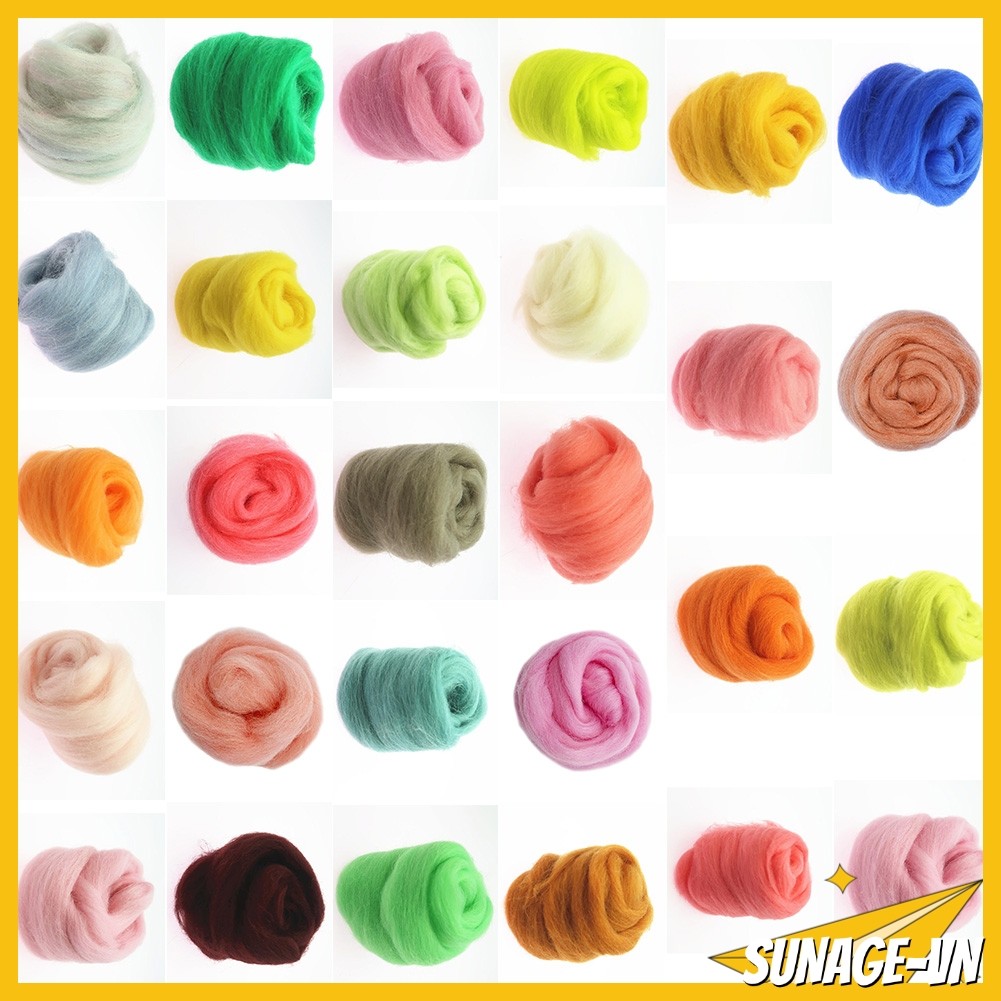 [SUNAGE] Gói màu len Carded len nỉ kim 20G Nâu Xám Đỏ Hồng Xanh Trung Tính