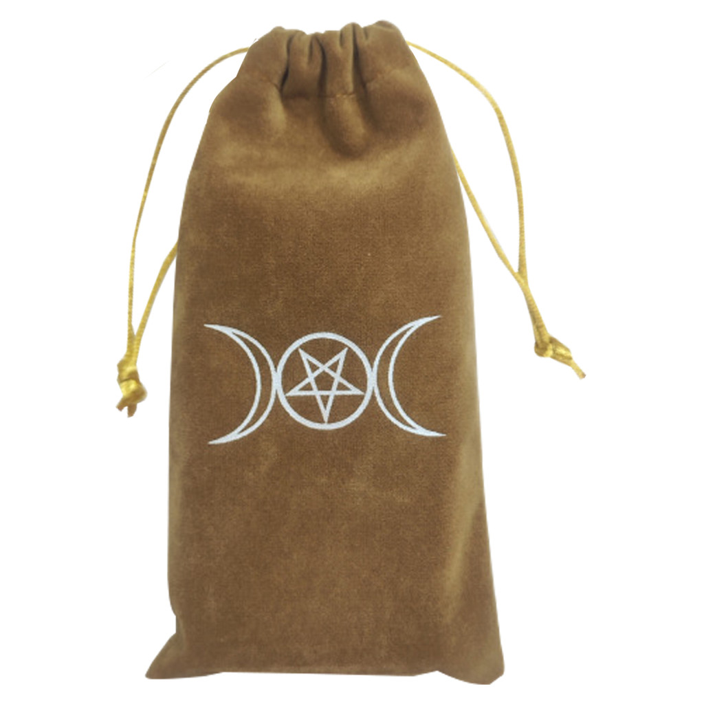 Túi Tarot, Túi đựng thẻ Oracle in hình ngôi sao mặt trăng, Túi đựng nhung có dây rút dành cho những 