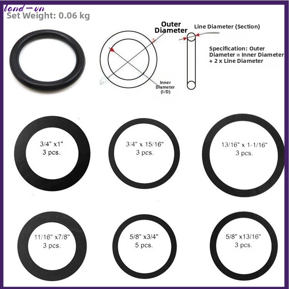 Đất-vn ❤️Bộ 50 Loại Vòng O Bộ Buna N Chất Liệu Ống Nước Khí Thủy Lực