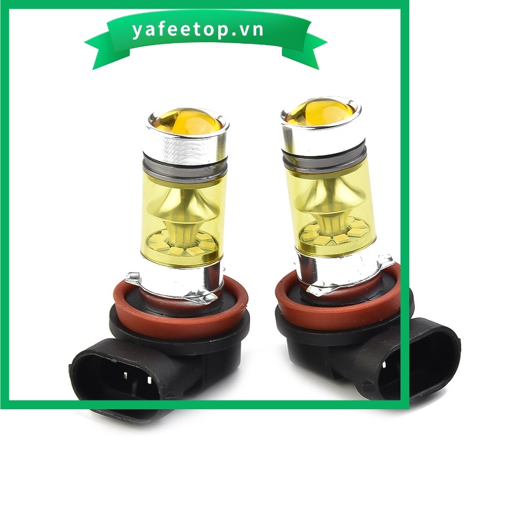 [TOP] 2x H11 H8 Bóng Đèn Led Sương Mù Vàng 4300K 100W 1500LM DRL Siêu Sáng
