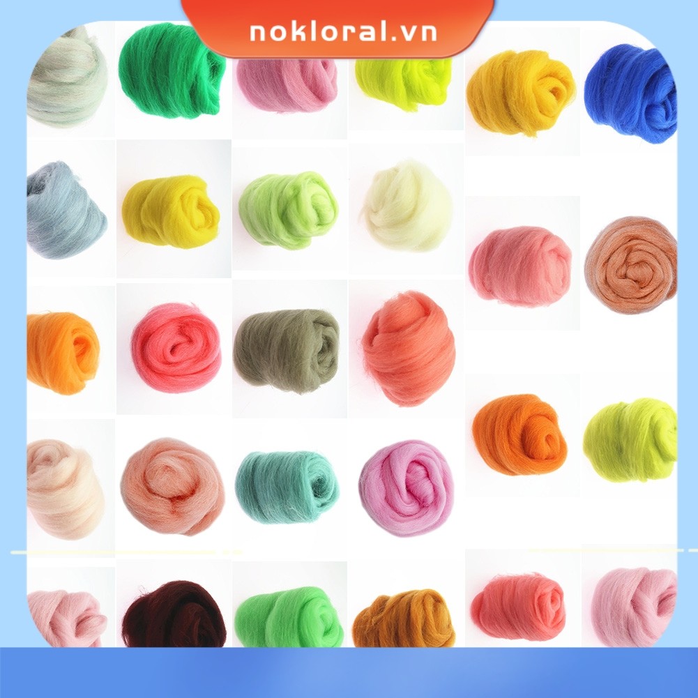 [NKRA] Gói màu len Carded len nỉ kim 20G Nâu Xám Đỏ Hồng Xanh Trung Tính