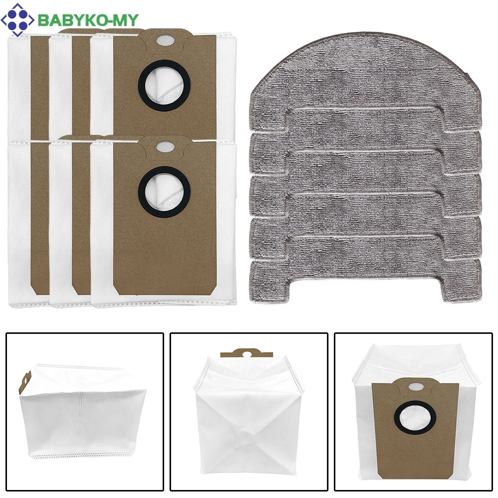 < babyko > Dành Cho Robot Hút Bụi BPMIO B15 B15 Plus, 5 Miếng Lau Nhà 6 Túi Bụi