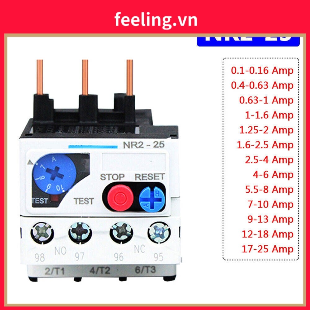 [FEELING] Phạm vi từ Rơle quá tải nhiệt 0,1-25 Amp 3 pha FR NR2-25 để bảo vệ động cơ