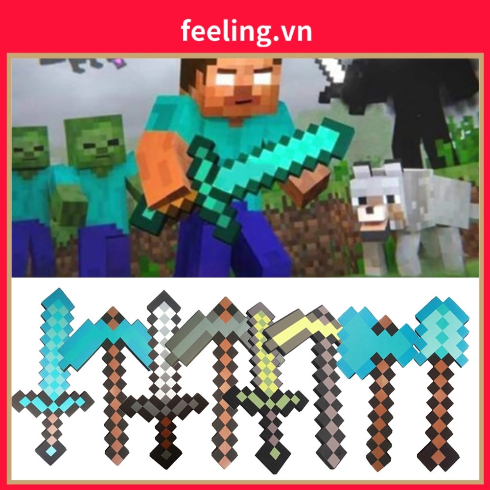 [FEELING] Kids Minecraft Diamond Sword Pickaxe Axe Xẻng Vũ khí EVA