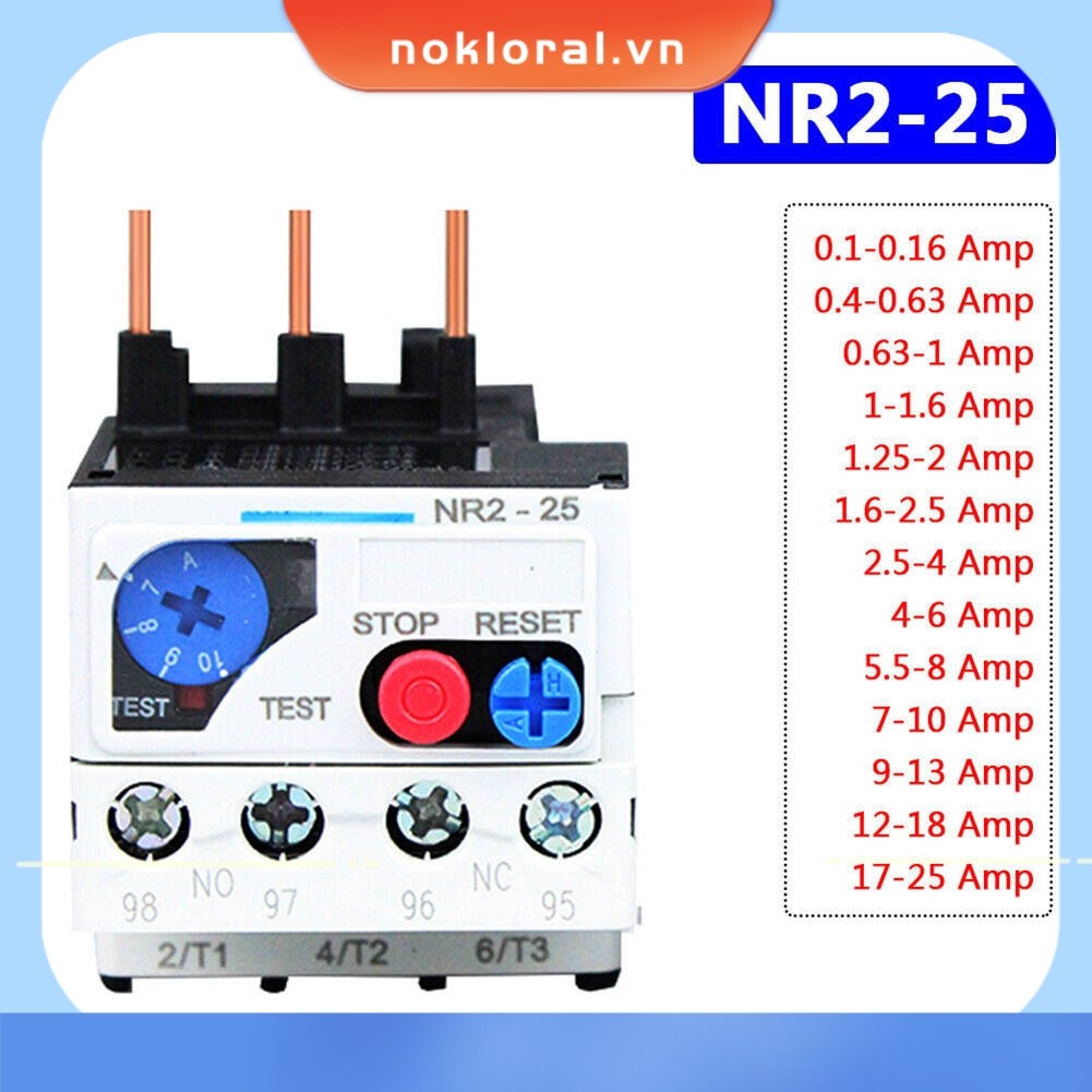 [NKRA] Phạm vi từ Rơle quá tải nhiệt 0,1-25 Amp 3 pha FR NR2-25 để bảo vệ động cơ